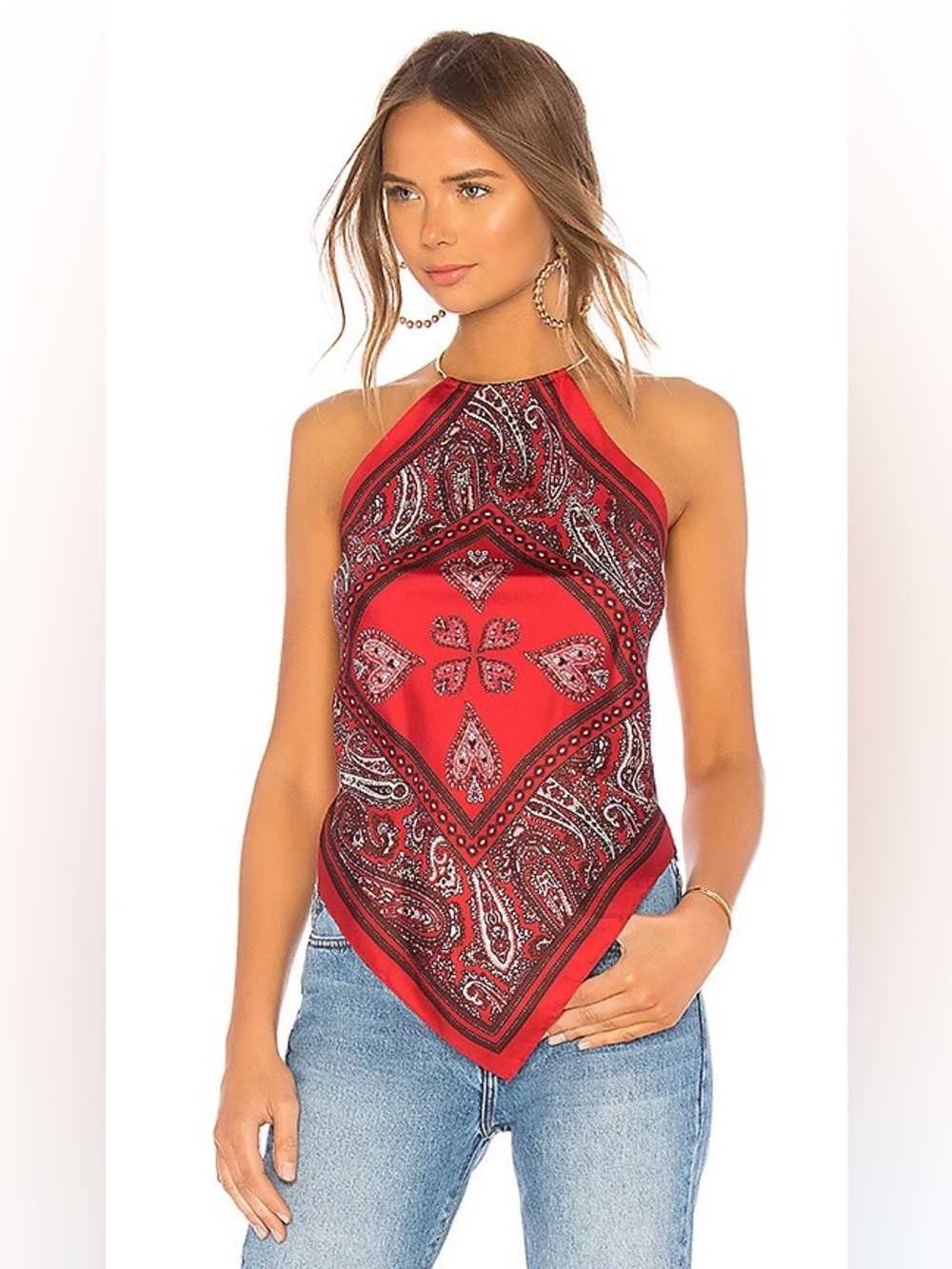 Diane Von Furstenberg Red Paisley Halter Scarf Top - Picture 2 of 14